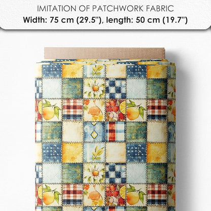 Summer Lemon Patchwork Cotton Fabric Panel – Six 10×10 inch Designs + Bonus 29.5×19.6 inch Patchwork Sheet, 100% Turkish Cotton 140 GSM