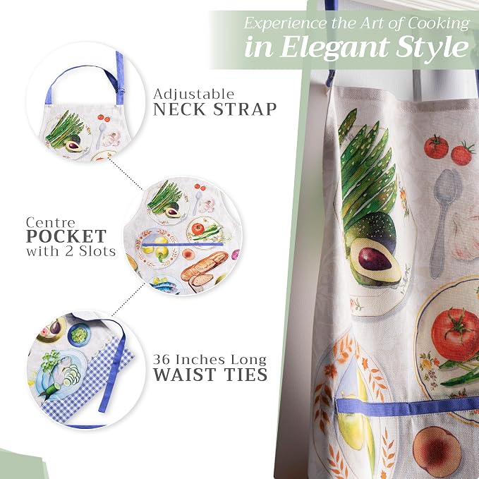 Maison d' Hermine 100% Cotton Apron for women with Pocket Kitchen Chef Apron for Men Cooking Spring Summer