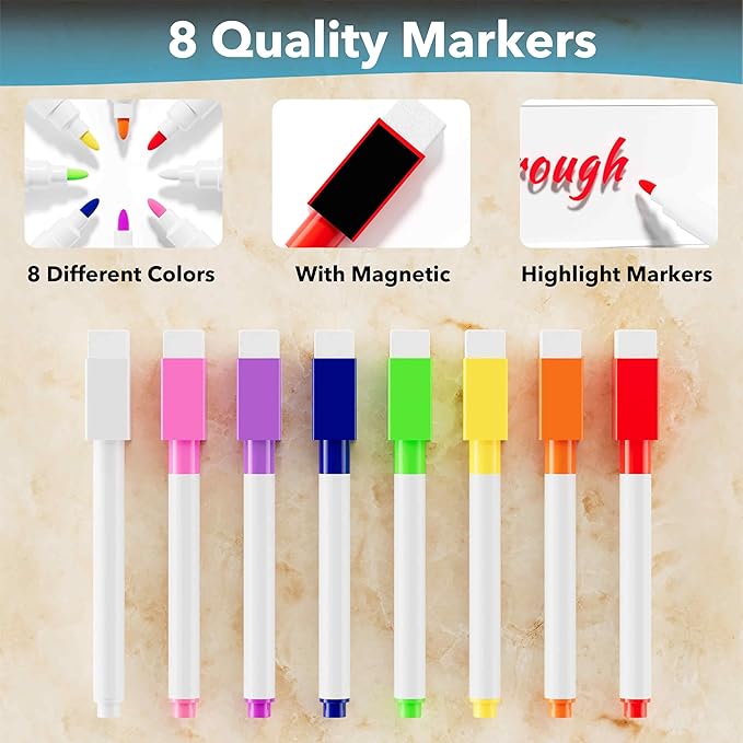 Neatsure Acrylic Magnetic Chore Chart for 2 Kids, Clear Chores Chart for Fridge Refrigerator, Weekly Dry Erase Board for Multiple Kids Teens Adults, w/ 8 Colors Markers, 15"x11"