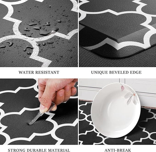 WISELIFE Anti Fatigue Floor Mat - 4/5 Inch Thick Kitchen Mat Non Slip Waterproof Heavy Duty Ergonomic Comfort Mat Durable for Home, Office, Sink, Laundry,(17.3" x 47", Black)