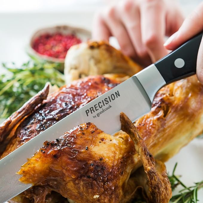 GoodCook Precision Chef's Knife 8-Inch Full-Tang & Full-Forged Bolster, Stainless Steel Forged Construction
