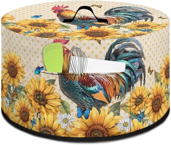 Sunflower Rooster Slow Cooker Dust Cover Compatible with 6-8 qt Crock for Pot Daisies Small Kitchen Appliance Decor Dust Cover Butterflies
