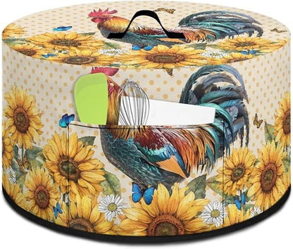 Sunflower Rooster Slow Cooker Dust Cover Compatible with 6-8 qt Crock for Pot Daisies Small Kitchen Appliance Decor Dust Cover Butterflies