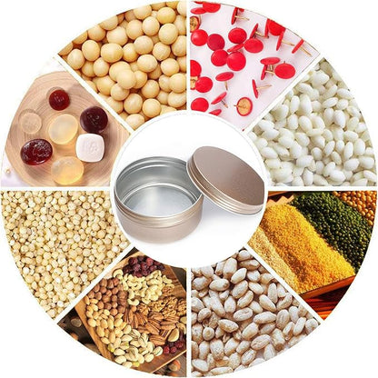 6 Oz Aluminum Metal Tin 18 Pack Can Tins Empty Screw Top Spice Tins Aluminum Containers with Lids(Frosted Gold)