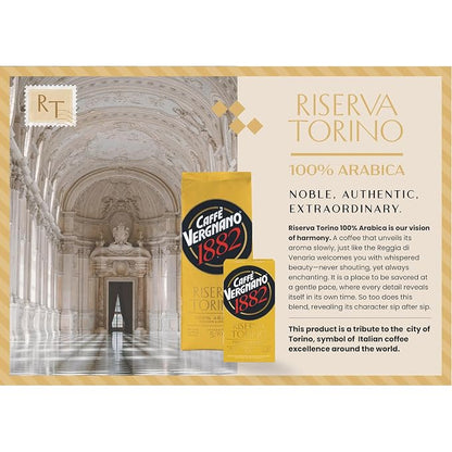 Caffe Vergnano Riserva Torino 100% Arabica Coffee Beans, 2.2 lb Bag - Medium Roast Whole Bean Espresso for French Press, Drip Coffee Maker, Automatic Coffee Machine & Moka Pot