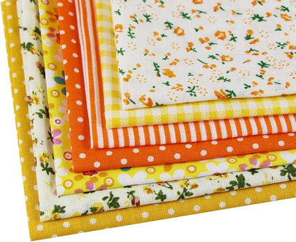 aufodara 7pcs 20” x 20” Cotton Fabric Squares Patchwork Bundle Making Supplies Quilting Weight 120 g/m² for Sewing Quilt DIY Artcraft Handwork (Yellow)