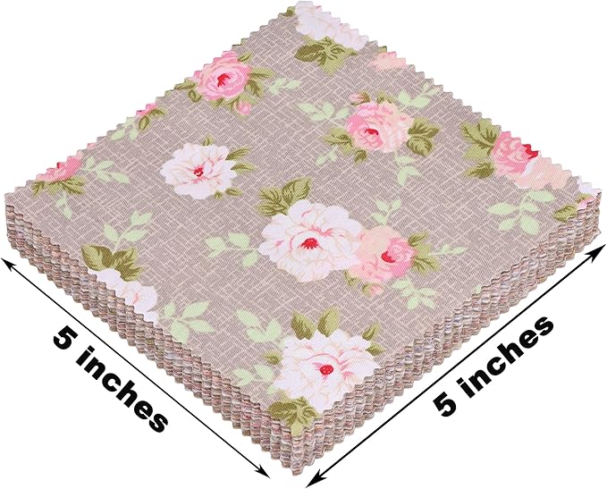 Nodsaw Charm Packs for Quilting 5 inch, Vintage Floral Print Cotton Quilting Fabric Squares 5x5, 42 5 inch Charm Squares, Precuts 5x5 Quilt Fabric for Quilting, Patchwork, Crafts, and Home Decor