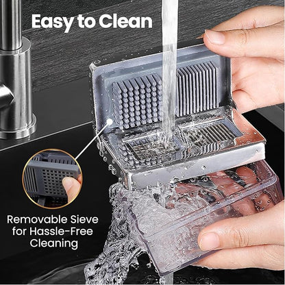 Garlic Chopper, 2-in-1 Slice + Dice, Garlic Press Stainless Steel, Fridge Friendly, Ginger Dicer Air Tight Container, Dishwasher Safe Mini Chopper, Premium Mincer with 5-Year warranty