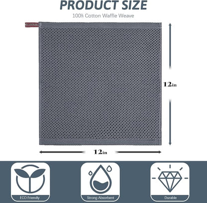 Nialnant 12 Pack Dish Cloths,100% Cotton Dish Towels for Washing Dishes,Soft and Absorbent Kitchen Cleaning Rags - 12x12 Inch