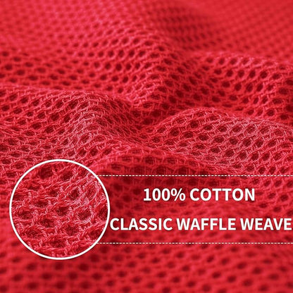 Homaxy 100% Cotton Waffle Weave Kitchen Dish Cloths, Ultra Soft Absorbent Quick Drying Dish Towels, 12 x 12 Inches, 24-Pack, Red