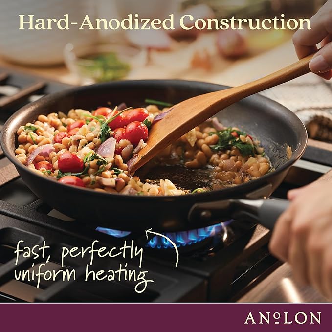 Anolon Advanced Home Hard Anodized Nonstick Cookware Set, Pots and Pans Set, 9-Piece, Moonstone