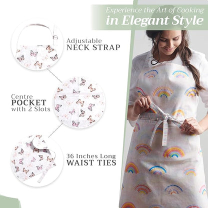 Maison d' Hermine 100% Cotton Apron for women with Pocket Kitchen Chef Apron for Men Cooking Spring Summer
