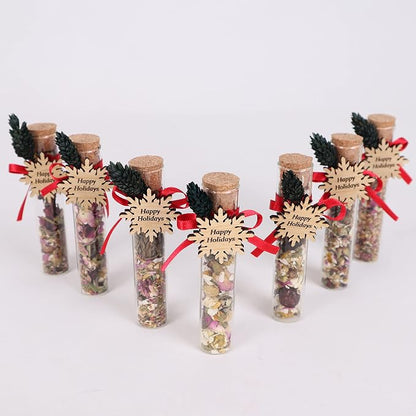 HTF Pack of 10 Christmas Decorations, Tea Party Favors for Women, New Years Eve Party Supplies, Christmas Gifts, Coworker New Year, Happy Holiday Personalized Tea Favors (CH, Snowflake)