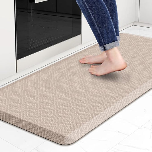 Mattitude Kitchen Mat Cushioned Anti-Fatigue Floor Mat Water Resistant Non-Slip Mats and Rugs Standing and Comfort Desk Mats for House Sink Office Laundry (Beige, 17.3"x39")