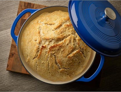 Mercer Culinary Enameled Cast Iron Round Dutch Oven, 6 qt., Navy Blue