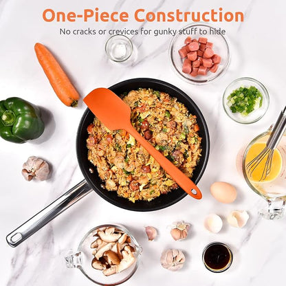 Heat Resistant Silicone Large Spatula: U-Taste 600ºF High Heat Flexible 11.38in Silicon Mixing Stirring Cooking Scraping Baking Bowl Scraper Seamless Spreader for Kitchen Nonstick Cookware (Orange)