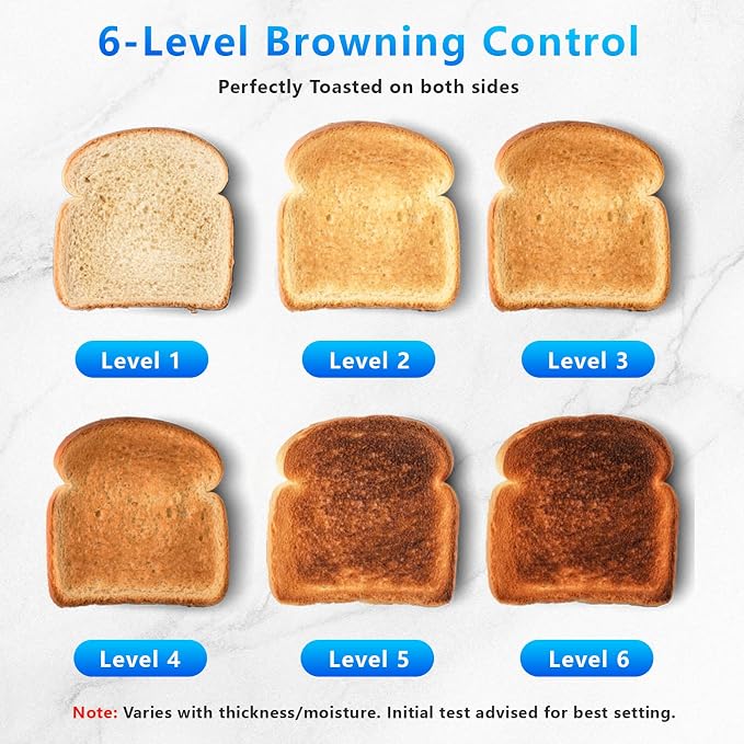 SAKAMOSH Touch Screen Toaster 4 Slice, Smart Digital Toasters with LED Display & Timer, Extra Long Wide Slots for Bagels, 6 Browning Levels & 5 Bread Types, Memory Function, 1400W, Stainless Steel