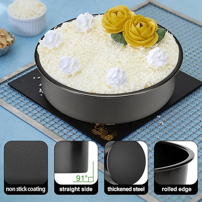 9 Inch Round Cake Pan Set of 2, Nonstick Cake Pans 9 Inch Round with 60PCS Parchment Paper for Birthday, Round Cake Pans for Baking Layered Cakes Deep-Dish Pizza Pie, Even Heating & Dishwasher Safe