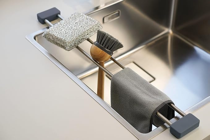 Sanni Shoo drip.line Pure - Adjustable Drip Tray - Practical, Multifunctional Kitchen Rack for Storing Dishcloths and Brushes - Drip Drying Bottles - Heat-Resistant (Ocean, Pure)