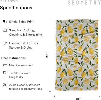 GEOMETRY Spring Kitchen Towels - Quick Dry Microfiber Cloth Spring & Summer Dish Towels for Kitchen Drying - Premium Quick Dry Towel - Lemonade Lines, 18" x 30" - 2-Pack