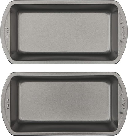 GoodCook Nonstick Loaf Pan 8 x 4-Inch Heavy-Duty Steel Bakeware with Easy-Clean Non-Stick Coating, Oven & Dishwasher Safe Pan for Meatloaf Breads Lasagnas Casseroles & More, Set of 2, Gray
