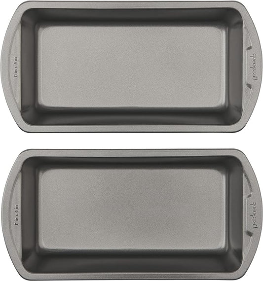 GoodCook Nonstick Loaf Pan 8 x 4-Inch Heavy-Duty Steel Bakeware with Easy-Clean Non-Stick Coating, Oven & Dishwasher Safe Pan for Meatloaf Breads Lasagnas Casseroles & More, Set of 2, Gray