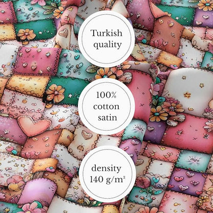 100% Cotton Fabric by the Yard – Turkish Quality Quilting & Sewing Fabric, 1 Yard x 1.69 Yards Wide, Patchwork Cotton for Crafts