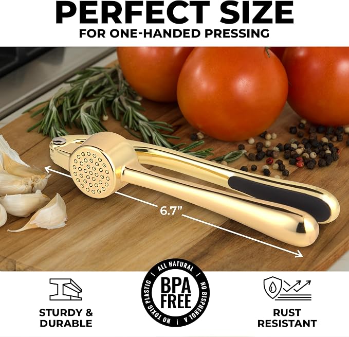 Zulay Kitchen Premium Garlic Press - Durable Garlic Masher with Soft, Easy to Squeeze Handle -