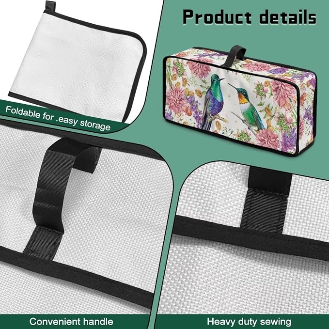Toaster Cover 2 Slice Floral Hummingbird Slim 2 Slice Toaster Cover, Easy to Fold and Carry, Heat-Resistant Dustproof Protective Covers for Small Appliance