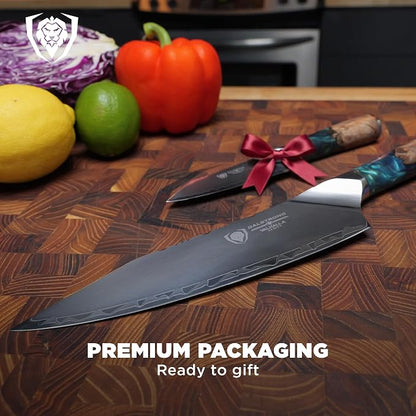 Dalstrong Valhalla 2-Piece Knife Set — 8" Chef + 3.5" Paring — 9CR18MOV HC Steel (8–12° Edge), Unique Wood + Resin Handles — For Apartment Kitchens, Gifts & First Serious Sets