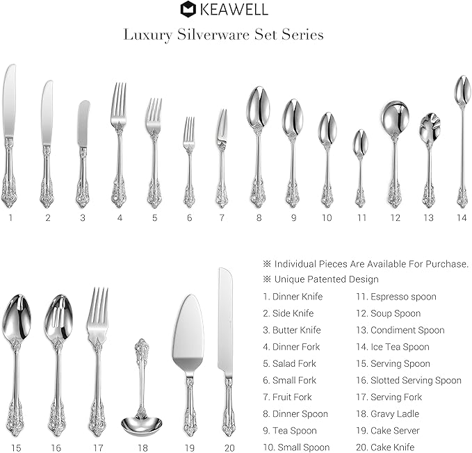 KEAWELL Luxury 6.3" Food Fork/Seafood Forks 18/10 Stainless Steel, Set of 6, Fruit Picks/Cocktail Forks/Charcuterie Accessories/Cocktail Picks for Appetizer, Cocktail, Pastry, Dessert (Silver)