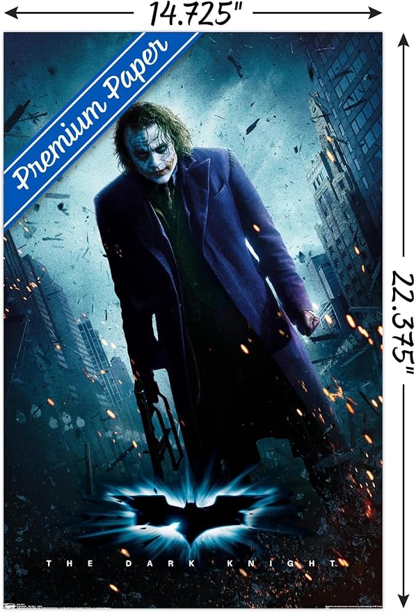 Trends International DC Comics Movie - The Dark Knight - The Joker - One Sheet Wall Poster, 14.725" x 22.375", Premium Unframed Version