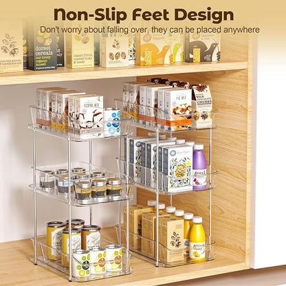 incostar 3 Tier Under Sink Organizer, 2 Pack 3 Tier | Pull-Out Storage, With Dividers, Slide-Out Clear Storage, For Cupboard Bathroom Vanities Cabinet