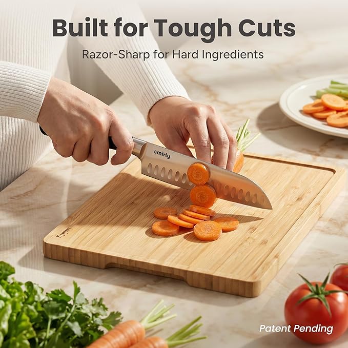 SMIRLY 14-Piece Kitchen Knife Set with Magnetic Block, High Carbon Stainless Steel Chef Knives, Ultra Sharp, Dishwasher Safe, Black