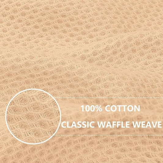Homaxy 100% Cotton Waffle Weave Kitchen Dish Cloths, Ultra Soft Absorbent Quick Drying Dish Towels, 12 x 12 Inches, 24-Pack, Apricot
