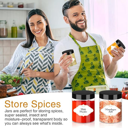 PeacePeo 8 OZ Plastic Jars with Lids, Slime Containers with Lids 48 Pcs Airtight Round Plastic Storage Jars Wide-Mouth Containers for Slime, Kitchen and Household Food Storage of Dry Goods
