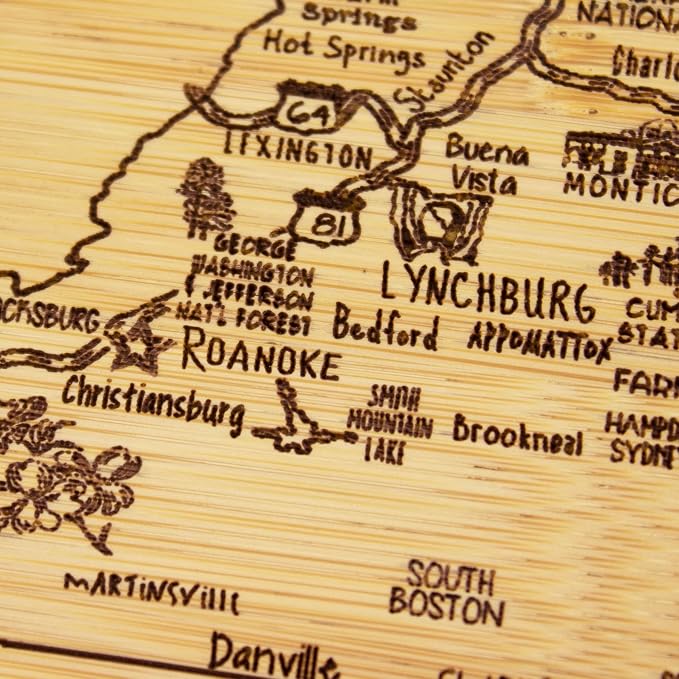 Totally Bamboo A Slice of Life Virginia State Serving and Cutting Board, 11" x 8.75"