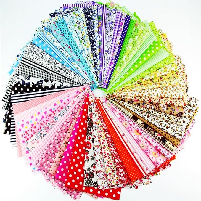 60 Pcs 4" x 4"(10cm x 10cm) Assorted Craft Fabric Bundle Squares Patchwork Fabric Sets for DIY Sewing Scrapbooking Quilting Dot Pattern