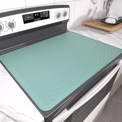Stove Top Cover for Electric Stove- Range Covers for Electric Stove,Silicone XXL Dish Drying Mat, Glass Cooktop Covers, Flat RV Range top Mats (Aqua, 30"x21")