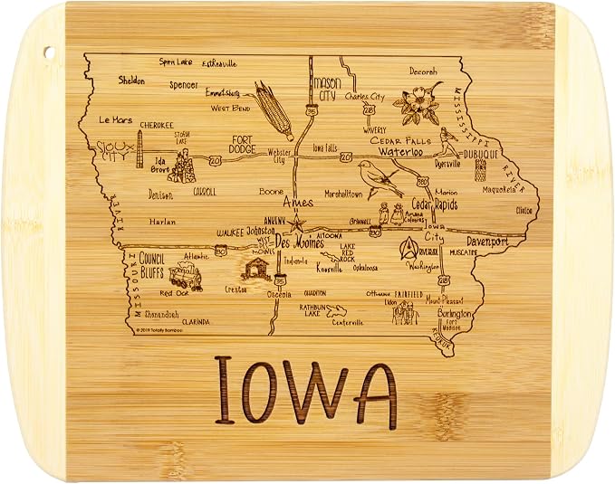 Totally Bamboo A Slice of Life Iowa State Serving and Cutting Board, 11" x 8.75"