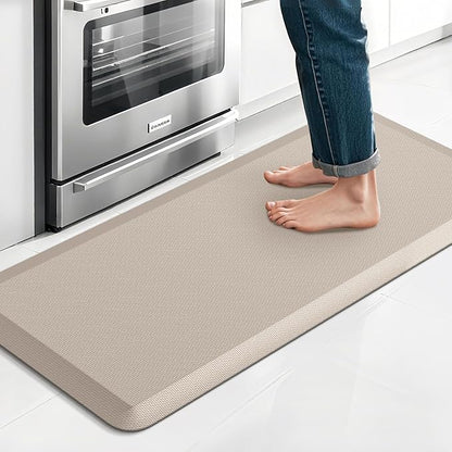 TranquilRelax Extra Large Kitchen Mat Rug, Floor Comfort Mat with Non-Slip Bottom, Waterproof & Stain Resistant & Easy Clean, Standing Desk Mat for Kitchen, Sink, Office (17.3''x39'', Khaki)
