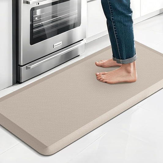 TranquilRelax Extra Large Kitchen Mat Rug, Floor Comfort Mat with Non-Slip Bottom, Waterproof & Stain Resistant & Easy Clean, Standing Desk Mat for Kitchen, Sink, Office (17.3''x39'', Khaki)