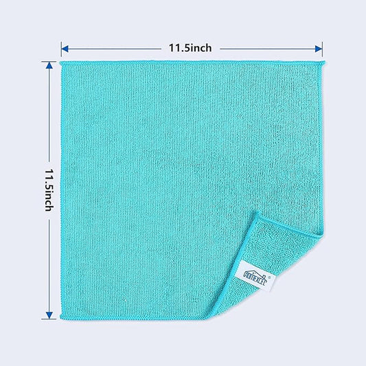 HOMEXCEL Microfiber Cleaning Cloth, 8 Pack Cleaning Rags, Cleaning Towels with 4 Color Assorted, 11.5"X11.5"(Green/Blue/Yellow/Pink)