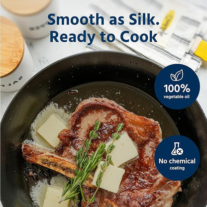 COOKLIFE 10 Inch Lightweight Pre-Seasoned Cast Iron Skillets with Stainless Steel Lid - Smooth Polished Surface, Easy to Clean Cast Iron Pan Use in the Oven, on the Stove or Grill