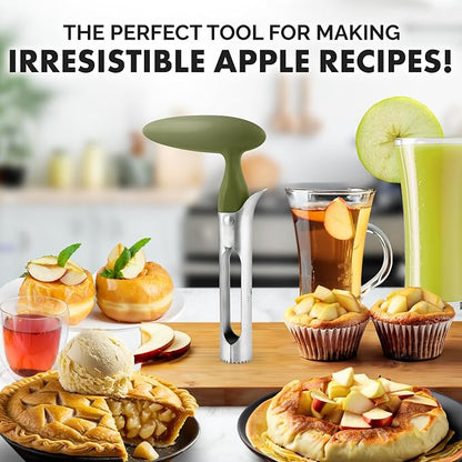 Zulay Kitchen Ultra Sharp Apple Corer Tool - Stainless Steel, Sharp & Serrated Blade Cores in Seconds - Easy to Use & Clean, Durable Apple Core Remover for Apples & Small Fruits - Olive Green