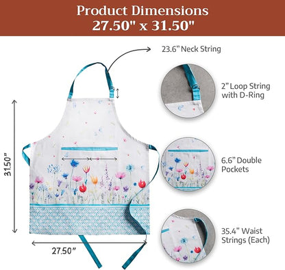 Maison d' Hermine 100% Cotton Apron for women with Pocket Kitchen Chef Apron for Men Cooking Spring Summer