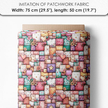 Unicorn Patchwork Cotton Fabric Panel – 6 Designs (10×10 inch Each) + Bonus Patchwork Sheet 29.5×19.6 inch, 100% Cotton 140 GSM