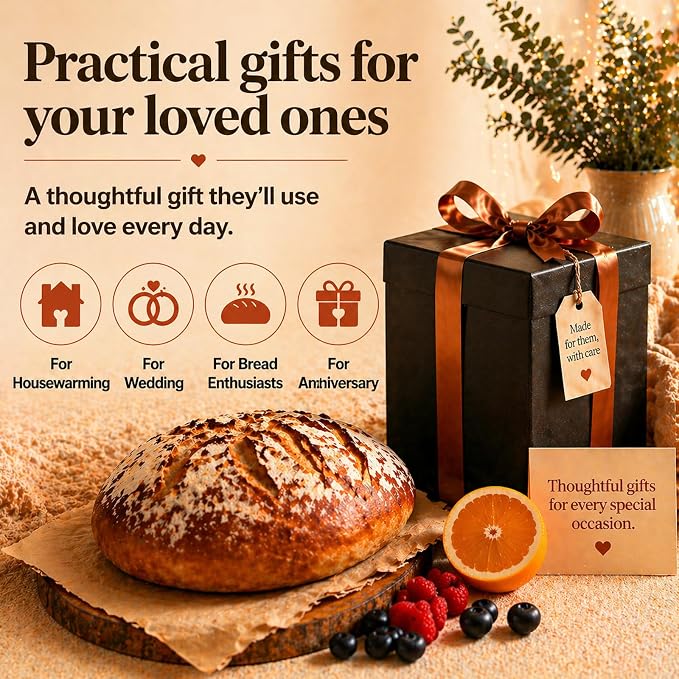 Terracotta Bread Saver Box with Gift Box, Internal 9.8"x5.1"x3.9" Small Bread Bin with Natural Bamboo Lid,Food-Safe Glazed Interior, for Small Artisan Sourdough, Housewarming & Wedding Gift