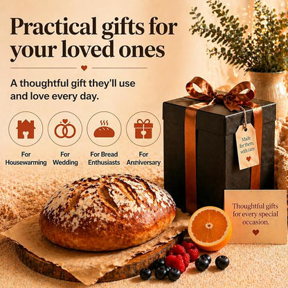 Terracotta Bread Saver Box with Gift Box, Internal 9.8"x5.1"x3.9" Small Bread Bin with Natural Bamboo Lid,Food-Safe Glazed Interior, for Small Artisan Sourdough, Housewarming & Wedding Gift
