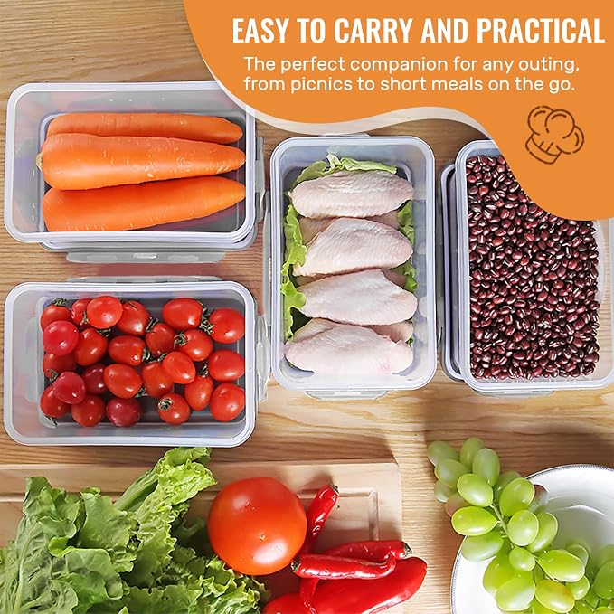 FILTA 18 Pack Food Storage Containers with Airtight Lids: Leak-Proof Plastic Containers for Kitchen Organization, Meal Prep, Lunch Containers Organization(BPA-Free)